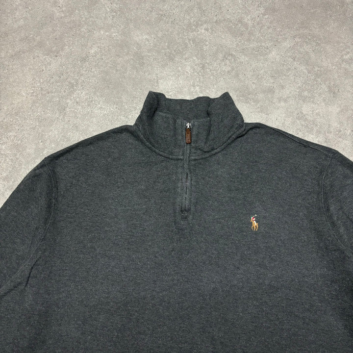 Vintage Polo Ralph Lauren Grey Quarter Zip Jumper (XL)