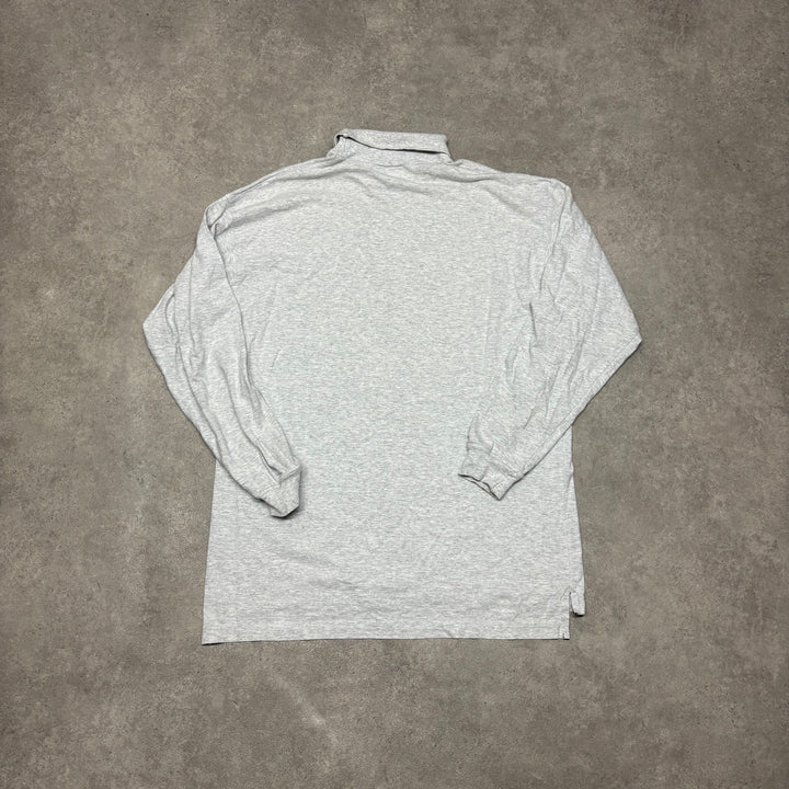 90's Vintage Adidas Grey Mock Neck Long Sleeve T-Shirt (L)