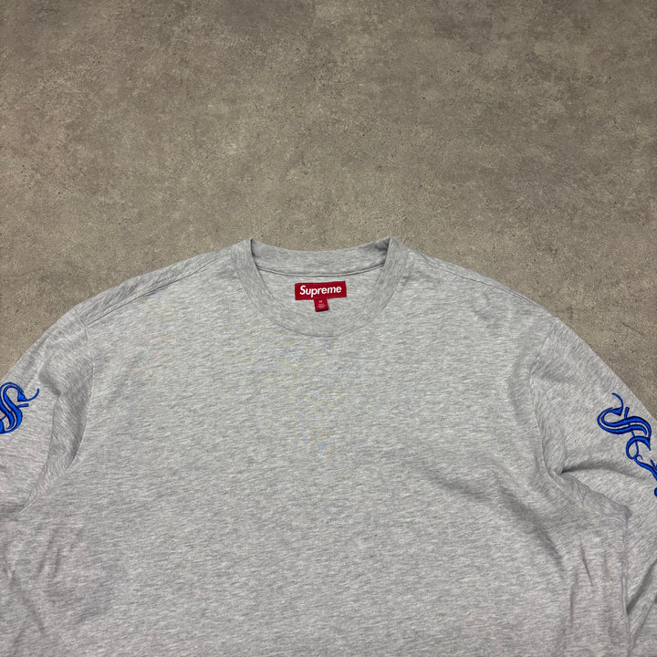 Supreme Script Writing Grey Longsleeve T-Shirt (M)