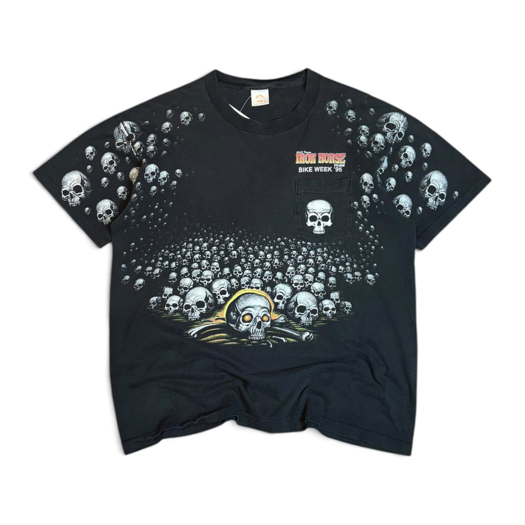 Rare Vintage Iron Horse Saloon 95 Black Biker T-Shirt (XL)