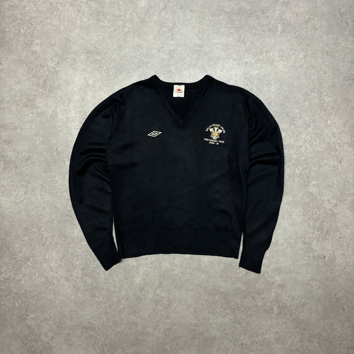 1980/81 Vintage Umbro Wales Rugby Black Knitted Sweater (S)