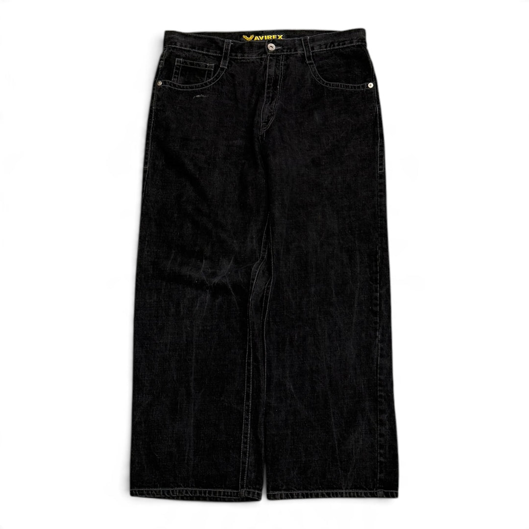 Vintage Avirex Black Denim Baggy Trousers (38)