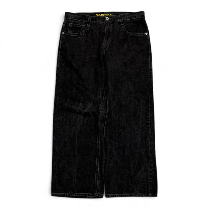 Vintage Avirex Black Denim Baggy Trousers (38)