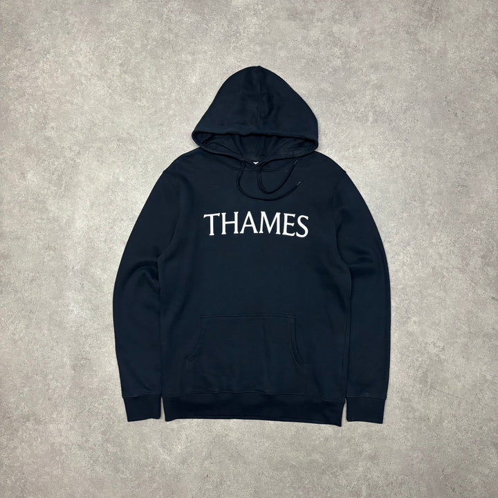 Thames Navy Spell Out Pullover Hoodie (M)