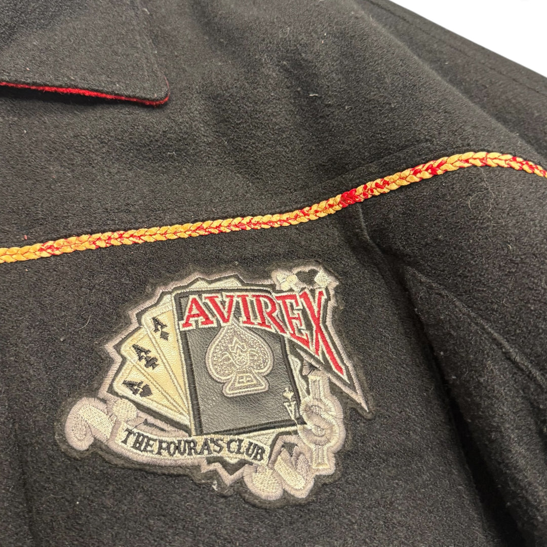 Vintage Avirex Black Fleece King Casino Bomber Jacket (XXL)