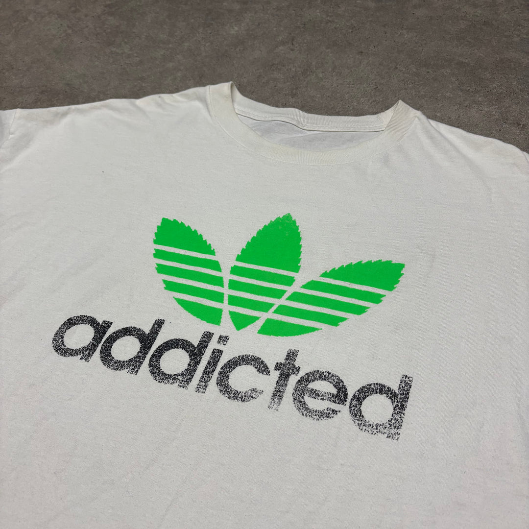 Vintage 'Addicted' White Graphic T-Shirt (XXL)