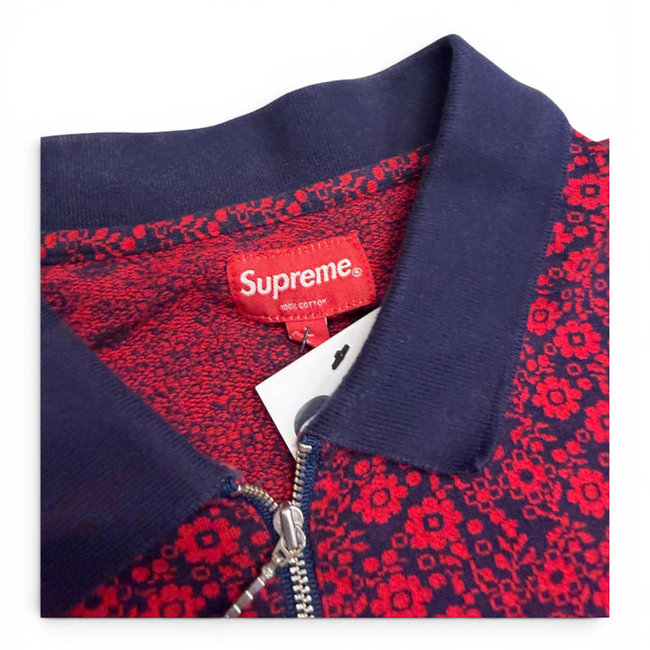 Supreme Floral Quarter Zip Long Sleeve Top Navy (L)