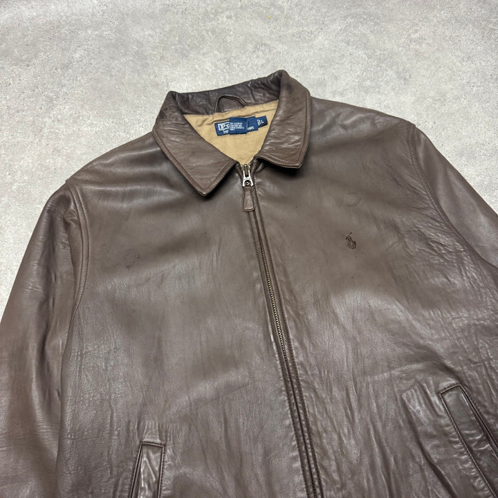 Vintage Polo Ralph Lauren Brown Leather Jacket (L)