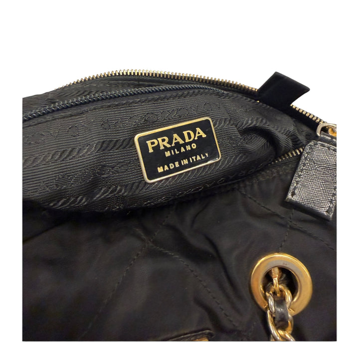 Prada Quilted Chain Shoulder Bag  Tessuto Nylon in Black