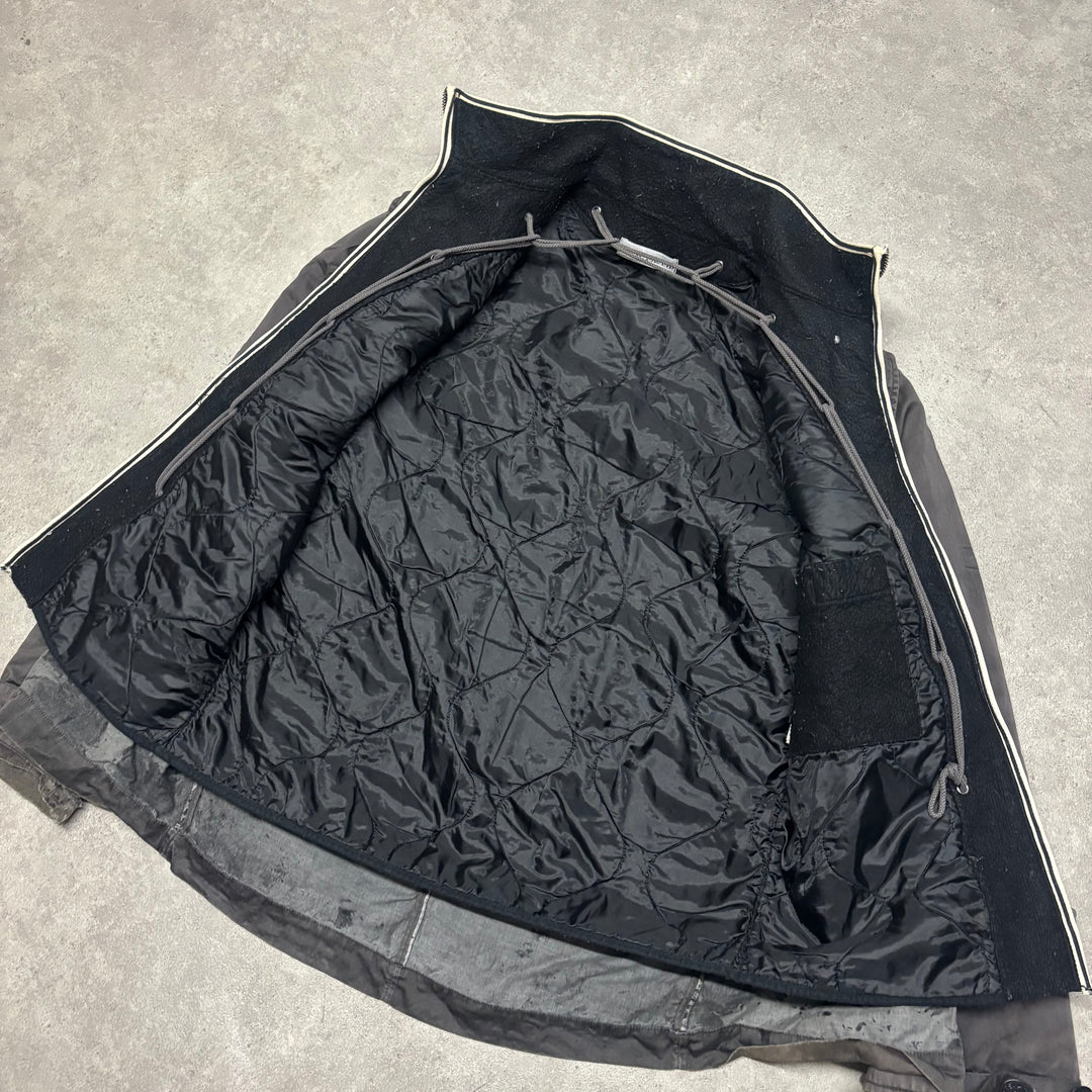 A/W 2006 Stone Island Washed Black Dual Layer Raso Gommato Jacket (L)