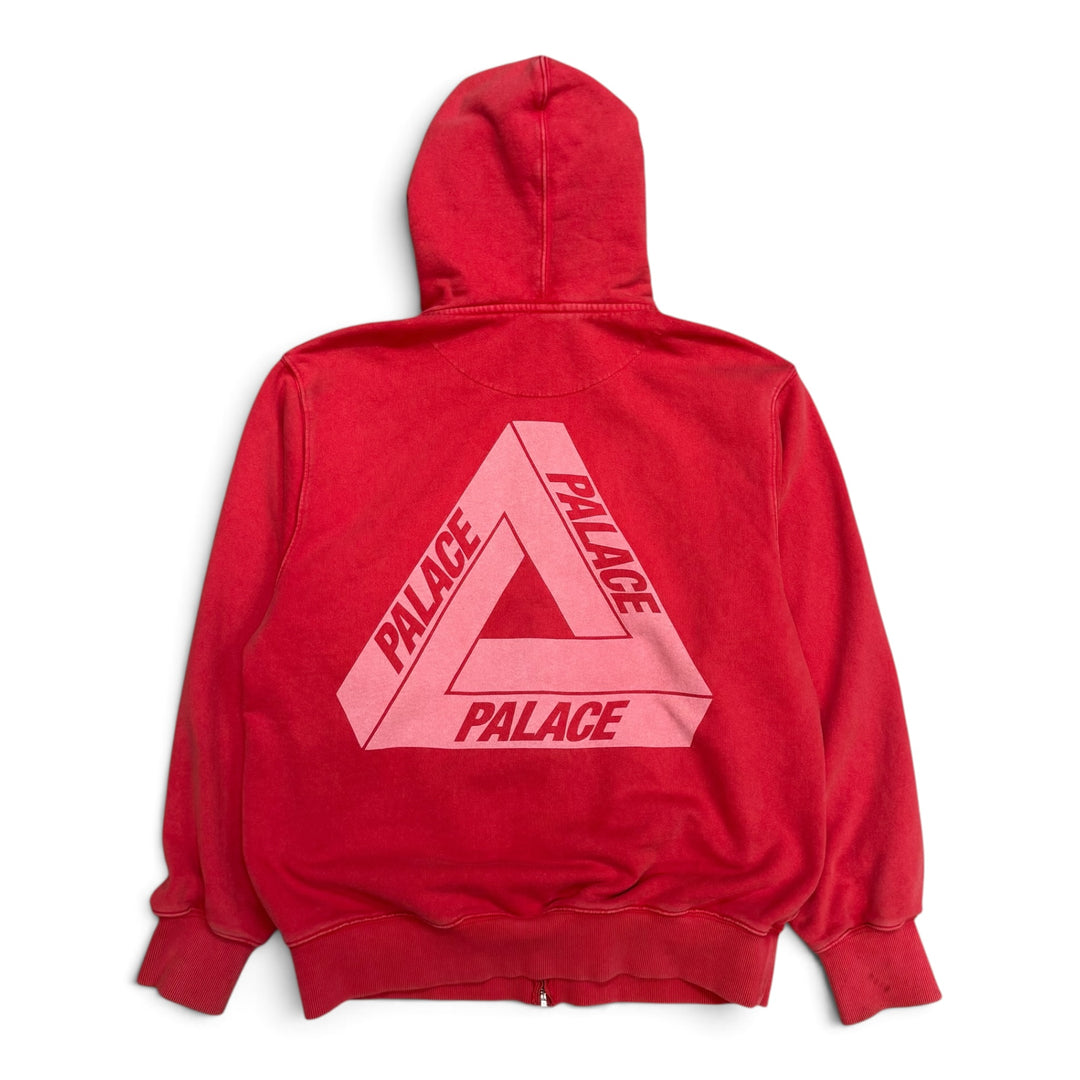 Palace Red Pigment Wash Tri Ferg Zip Up Hoodie (L)