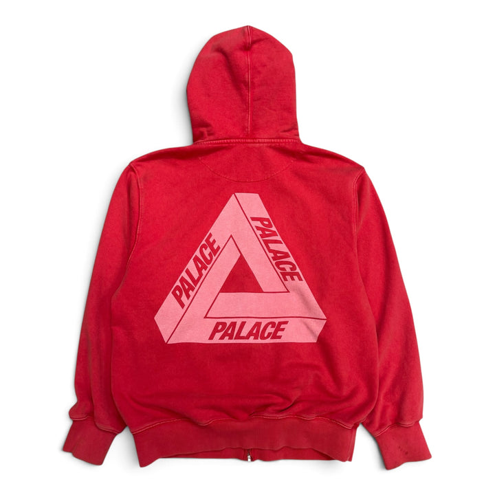 Palace Red Pigment Wash Tri Ferg Zip Up Hoodie (L)