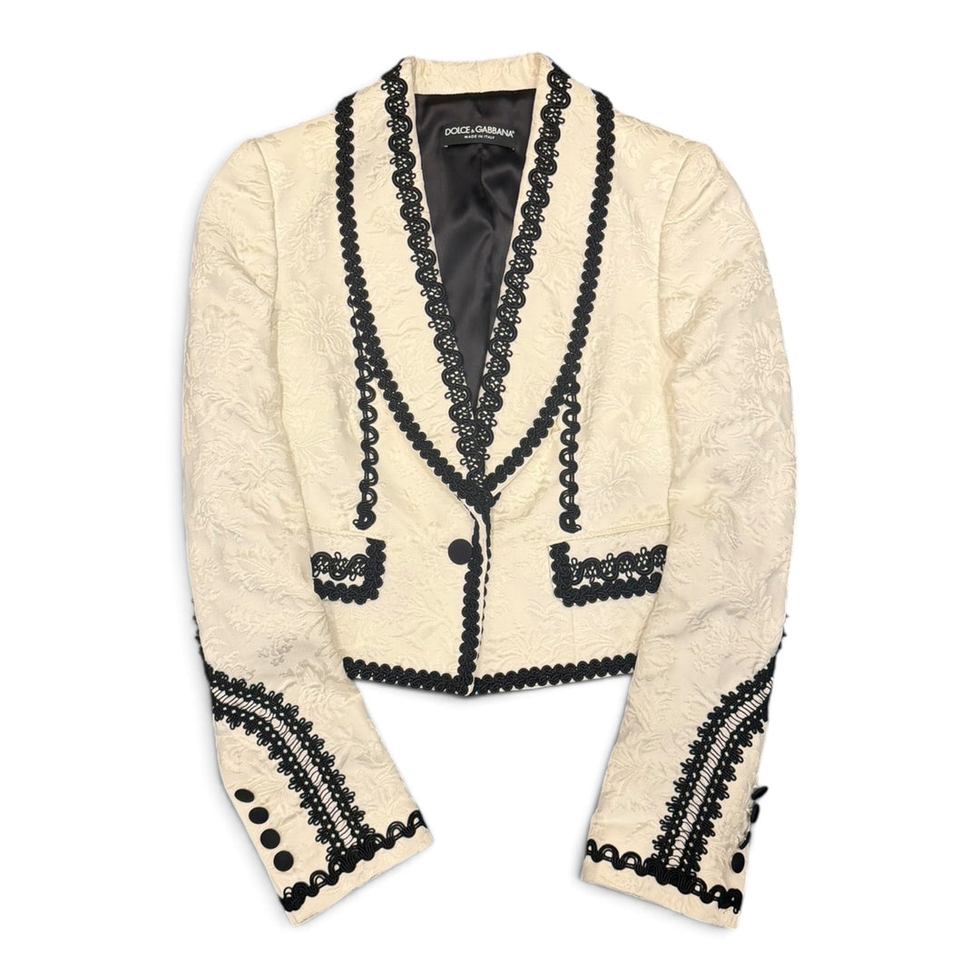 Dolce & Gabbana White & Black Jacquard Suit Two Piece Set (38)