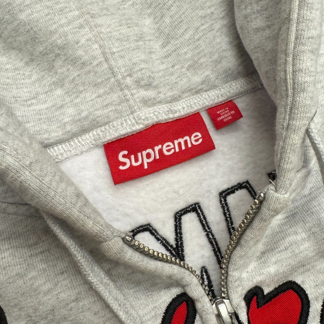 Supreme Warriors Applique Zip Up Hoodie Gray (L)