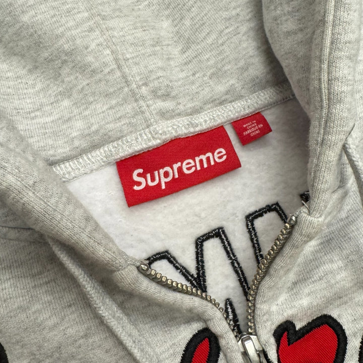 Supreme Warriors Applique Zip Up Hoodie Gray (L)