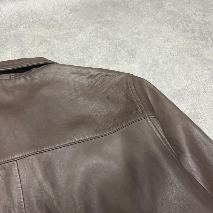 Vintage Polo Ralph Lauren Brown Leather Jacket (L)