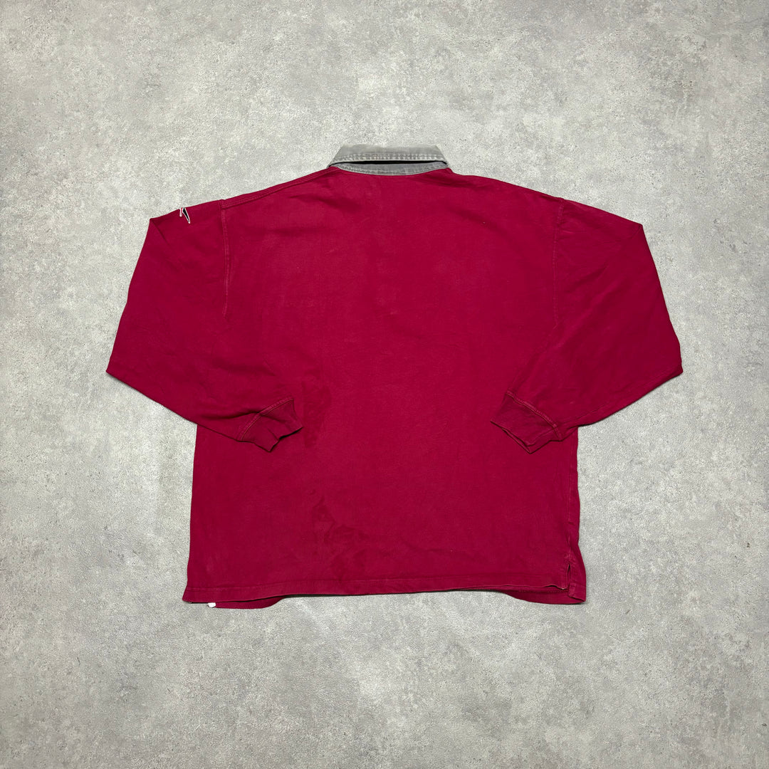 90's Vintage Reebok Burgundy Rugby Shirt (XL)