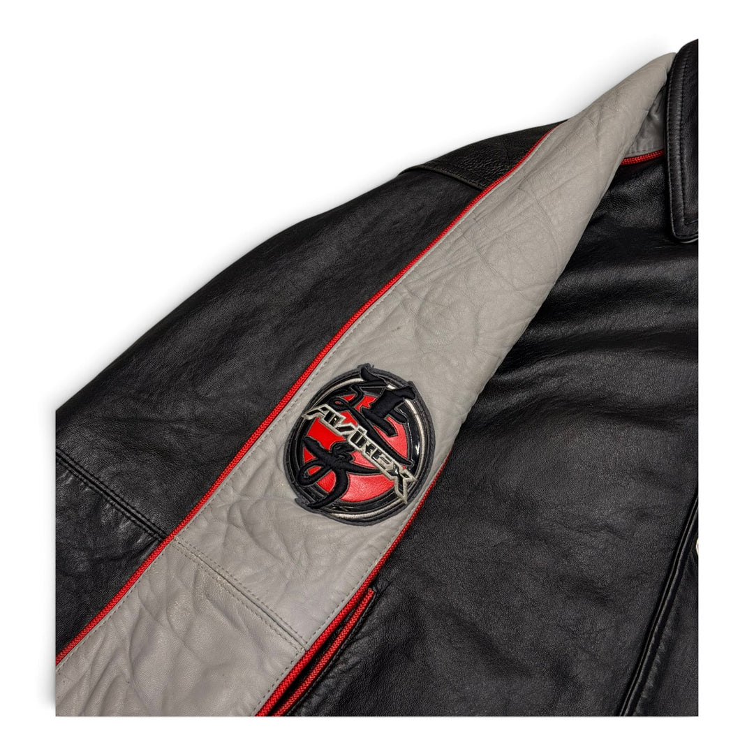 Vintage Avirex Temple Of inner Peace Leather Jacket Black (L)