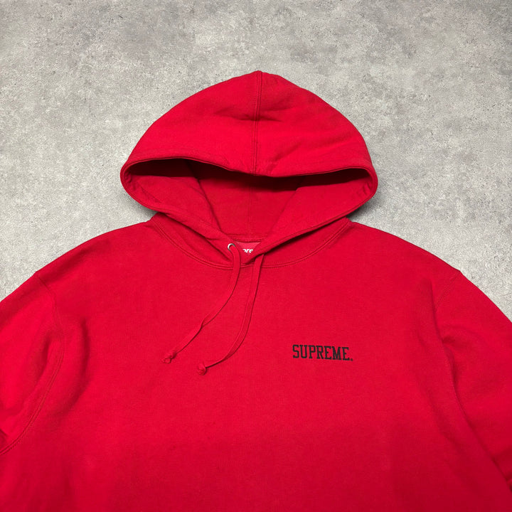 Supreme Red Anarchy Coin Back Graphic Pullover Hoodie (M)
