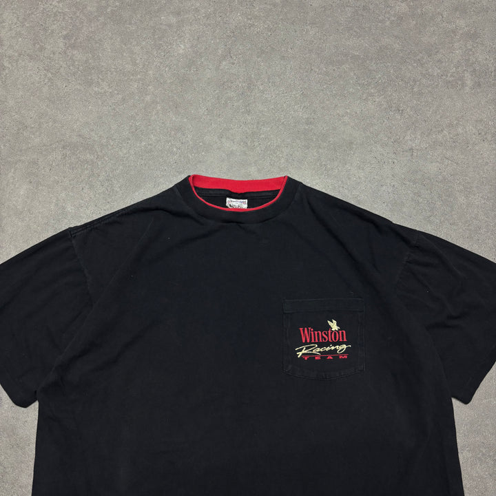 Vintage Winston Racing Black Graphic Pocket T-Shirt (XL)