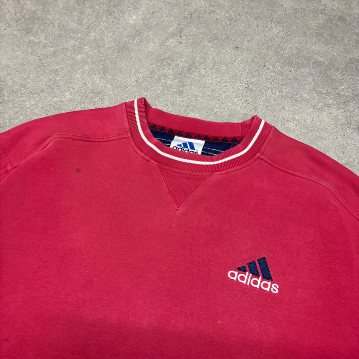 90's Vintage Adidas Red Small Logo Sweatshirt (L)