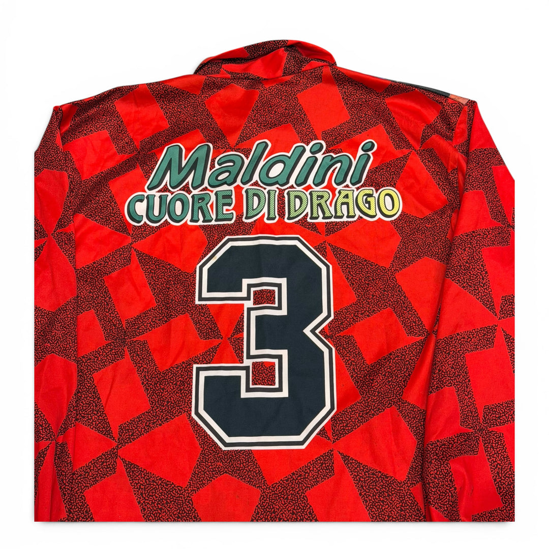 Vintage AC Milan Long Sleeve Maldini Shirt Red (XL)