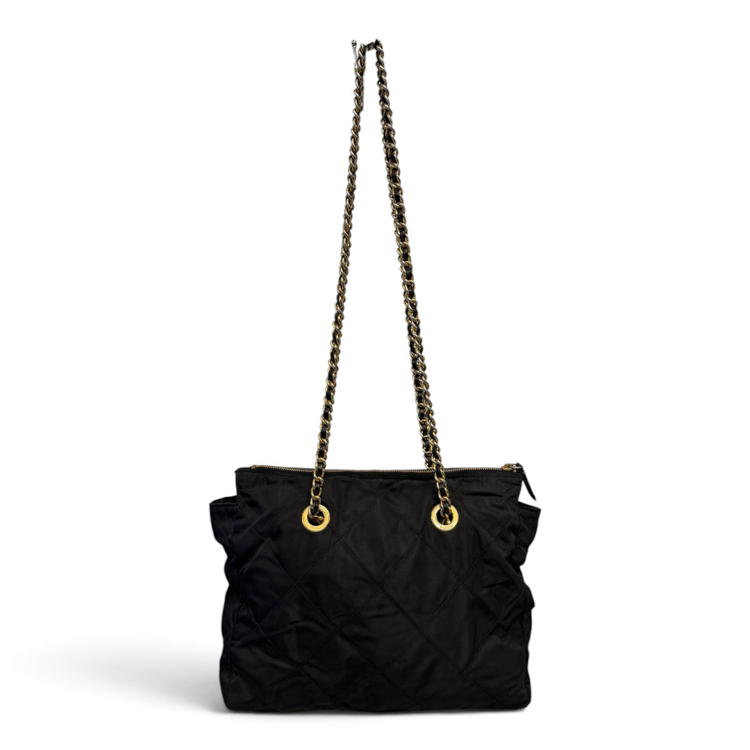 Prada Quilted Chain Shoulder Bag  Tessuto Nylon in Black