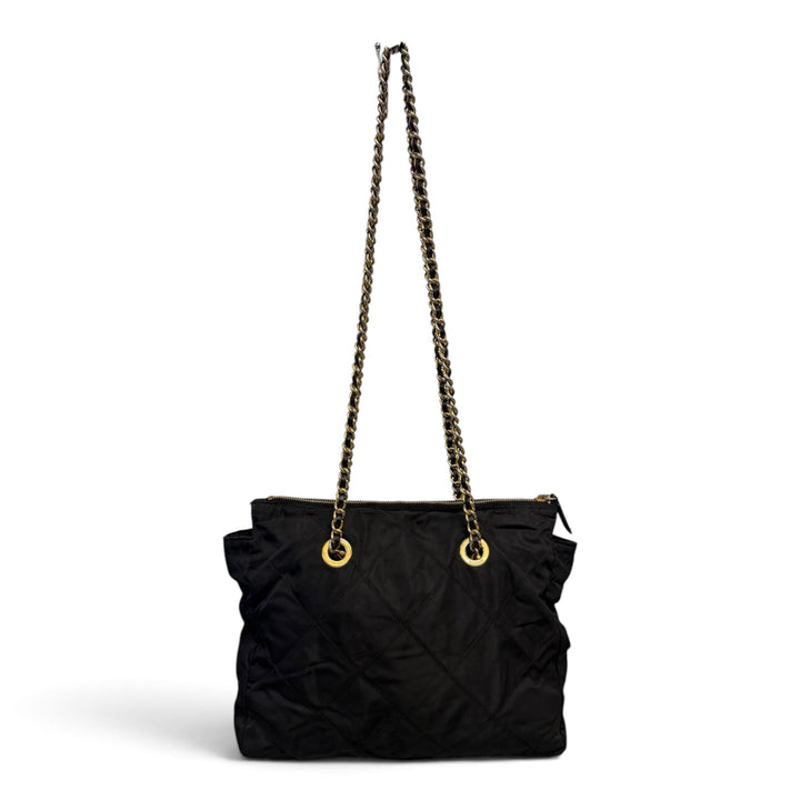 Prada Quilted Chain Shoulder Bag  Tessuto Nylon in Black
