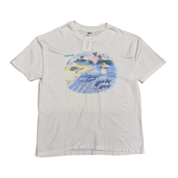 Vintage Lee Island White Graphic T-Shirt (XL)