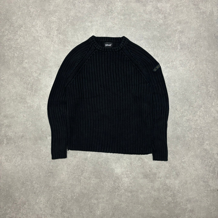 Vintage Schott Black Heavyweight Knitted Jumper (L)