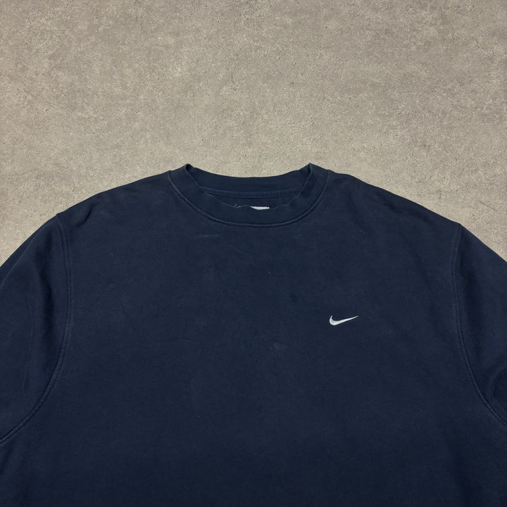00's Nike Essentials Small Swoosh Navy Sweatshirt (L)