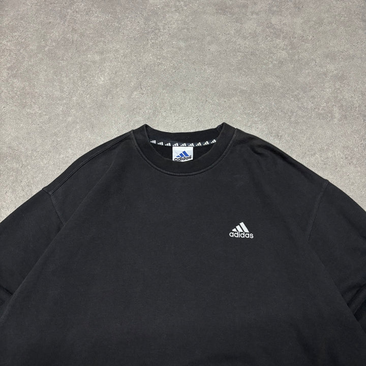 90's Vintage Adidas Small Logo Black Sweatshirt (M)