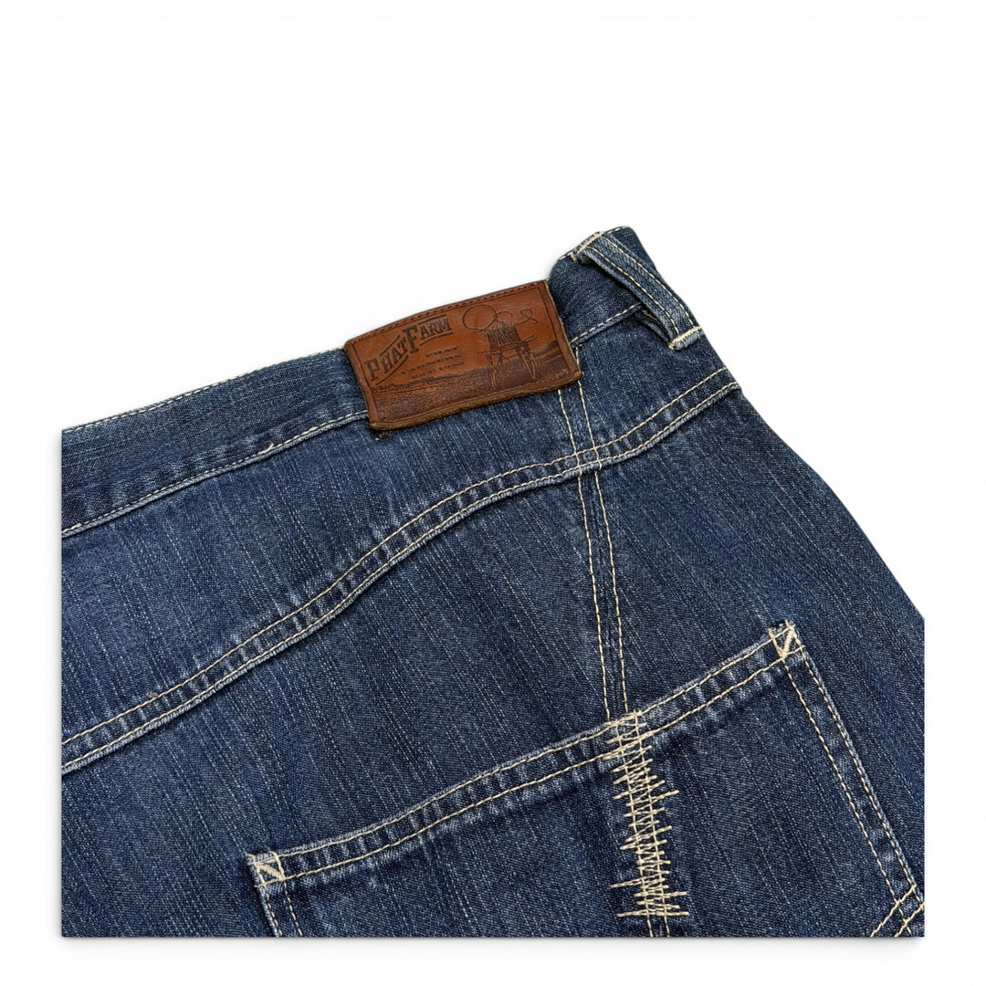 Vintage Phat Farm 90's Baggy Denim Shorts Navy (38")