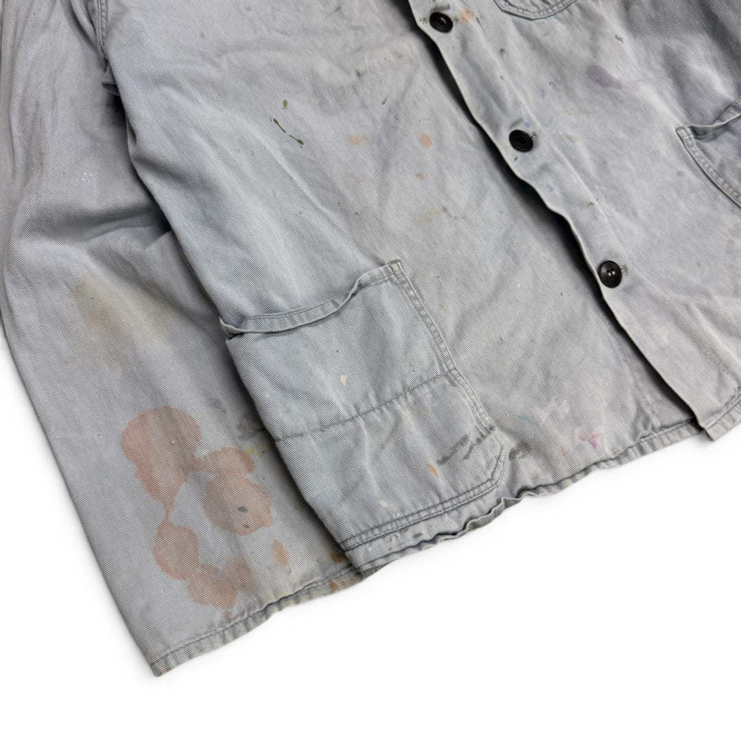 Vintage Distressed Faded Light Blue French Chore Jacket (S)
