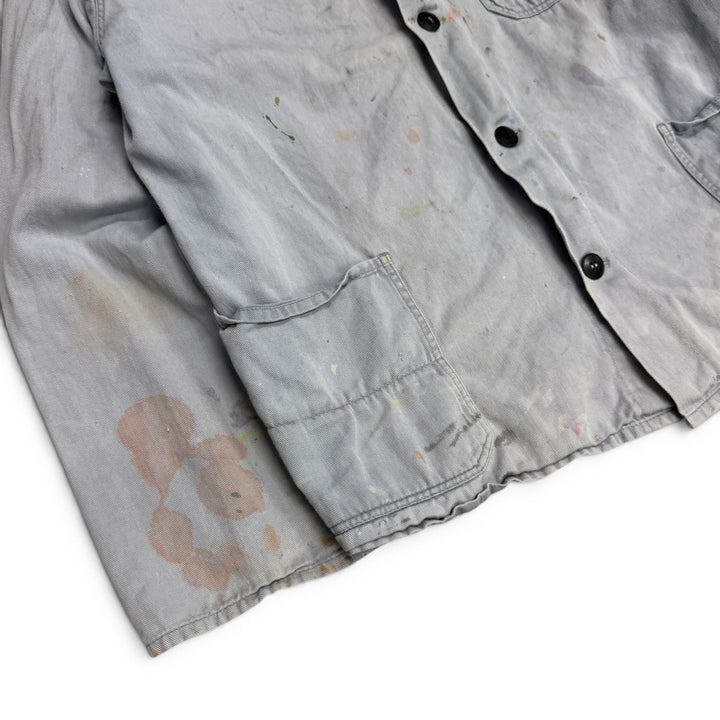 Vintage Distressed Faded Light Blue French Chore Jacket (S)