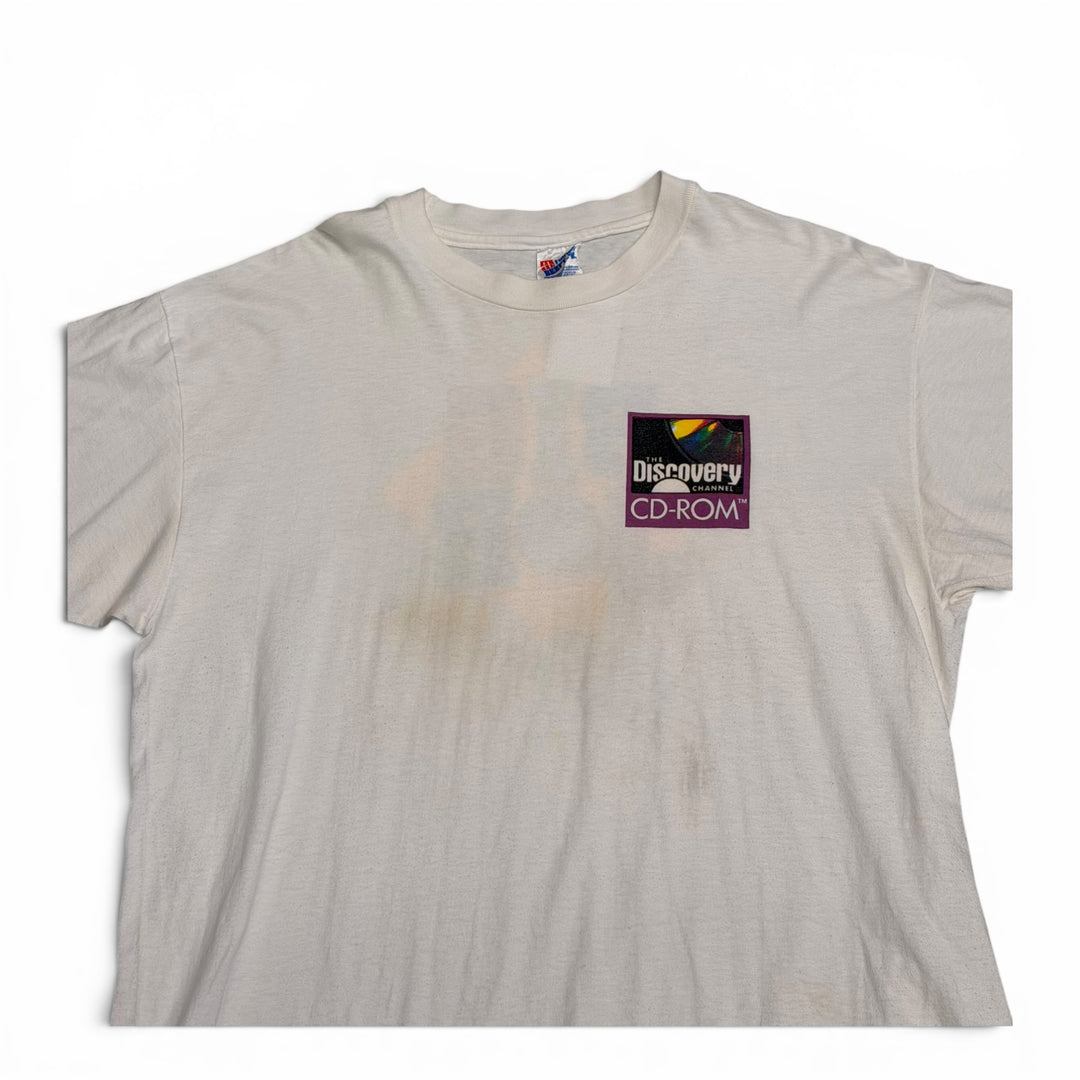 90's Vintage The Discovery Channel White Graphic T-Shirt (XL)