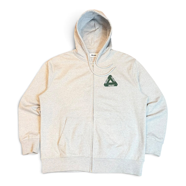 Palace Grey & Green Tri-Puff Print Zip Up Hoodie (XL)
