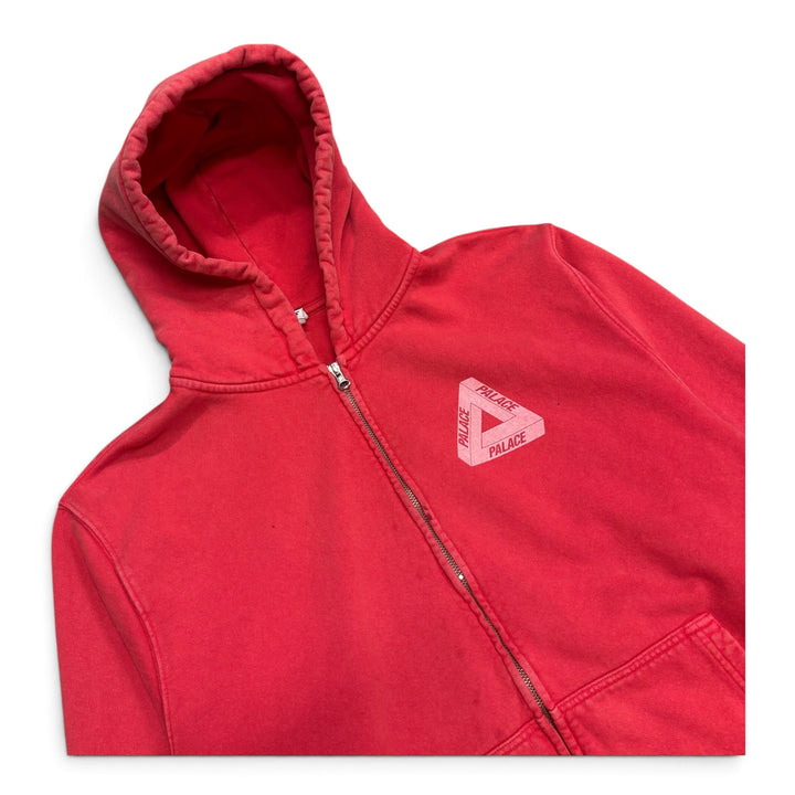 Palace Red Pigment Wash Tri Ferg Zip Up Hoodie (L)