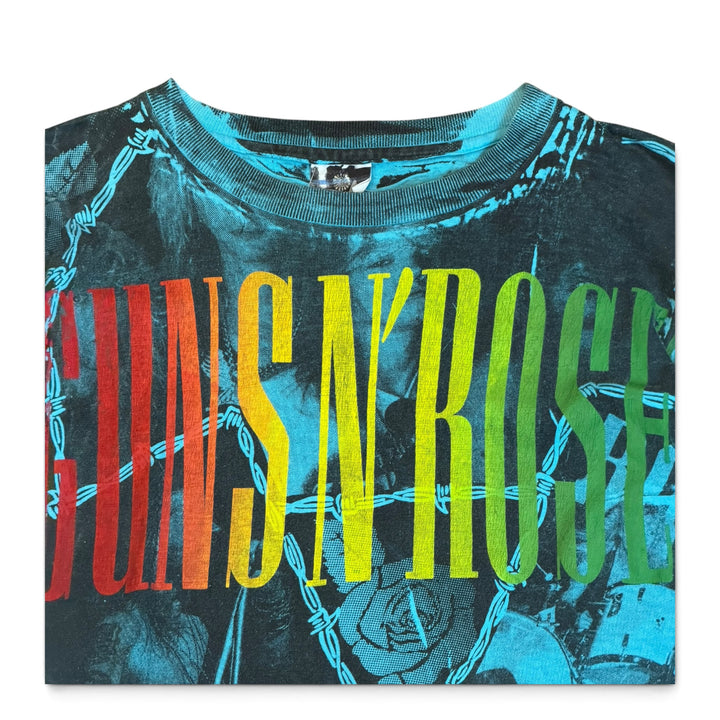 Rare 1990's Vintage Guns N' Roses Blue All Over Graphic Print T-Shirt (S)