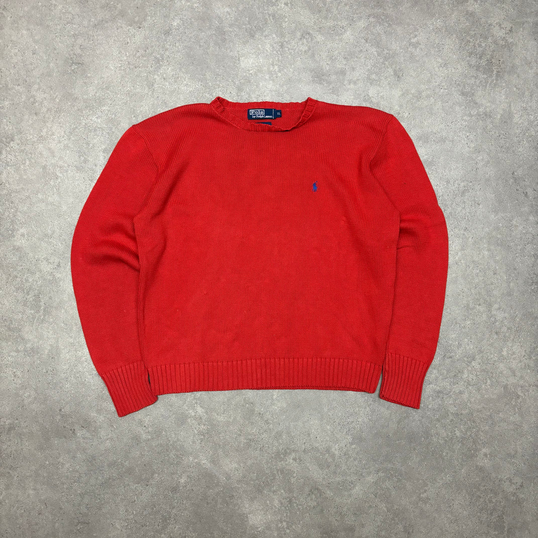 Vintage Polo Ralph Lauren Red Heavy Knitted Sweater (L)