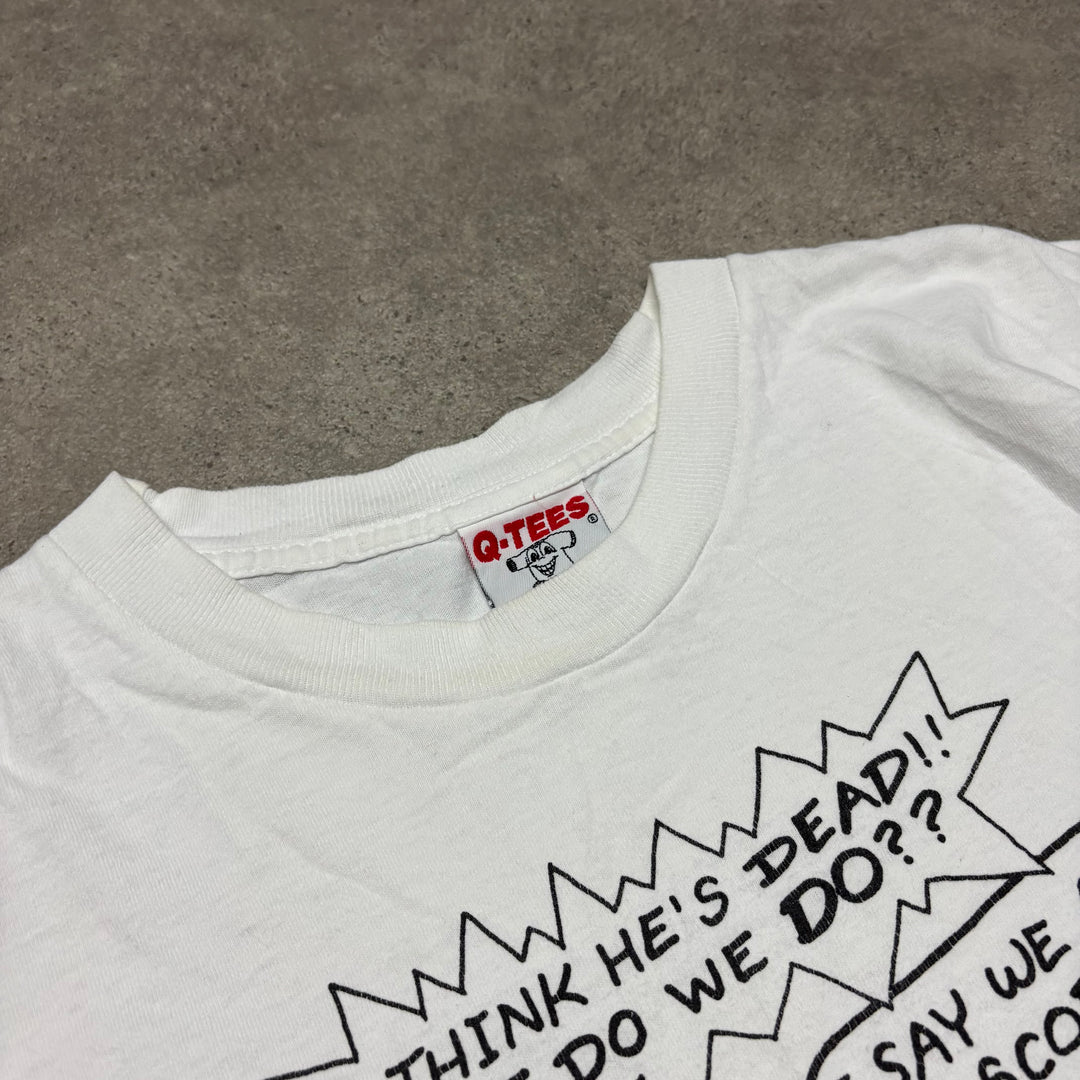 90's Vintage Q-Tees Golf Funny Graphic White T-Shirt (XL)