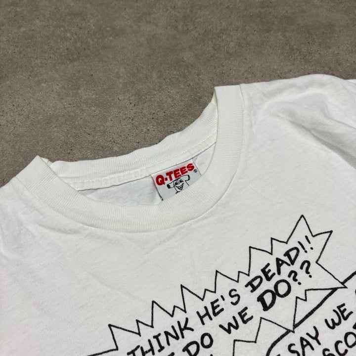90's Vintage Q-Tees Golf Funny Graphic White T-Shirt (XL)