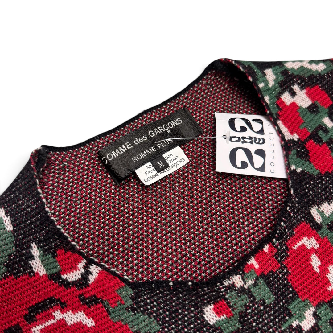 Comme Des Garcons Red & Black Floral Long Knitted Sweater (M)