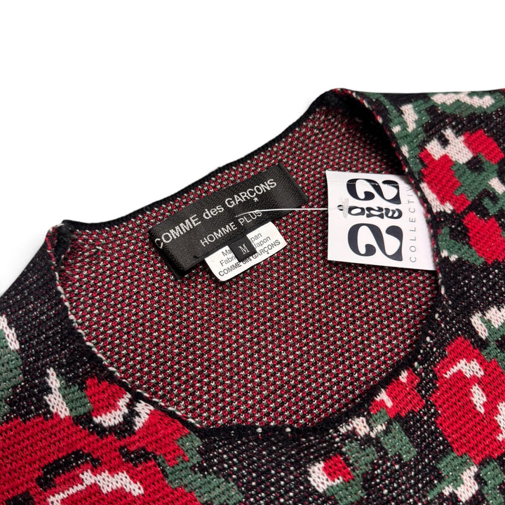 Comme Des Garcons Red & Black Floral Long Knitted Sweater (M)