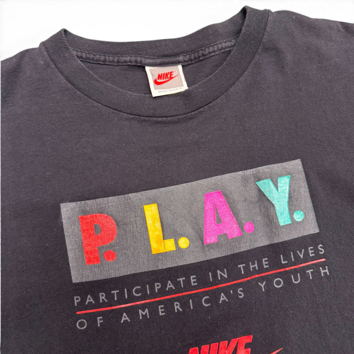 80's Vintage Nike Black P.L.A.Y. Graphic T-Shirt (L)