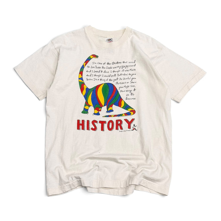 Vintage Single Stitch History Graphic T shirt White (L)