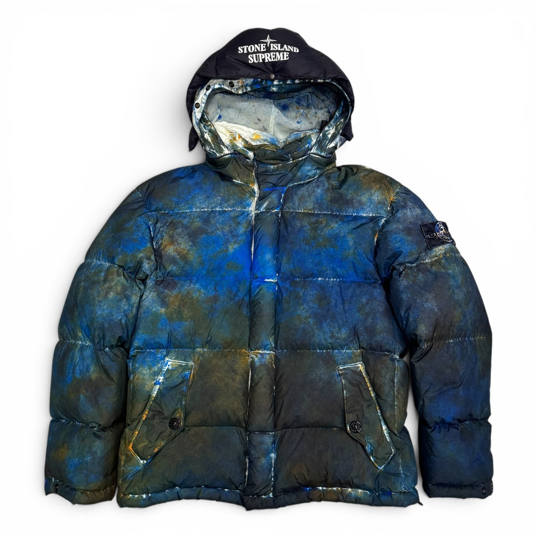 Stone Island X Supreme Paintball Camo Puffer Jacket Blue (S)