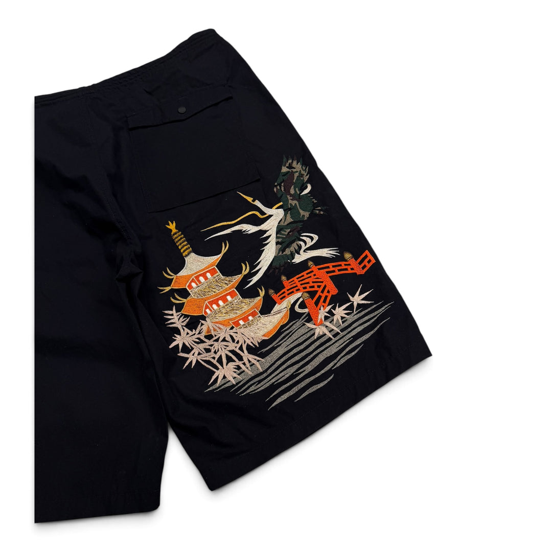 BNWT Sample Maharishi Black Embroidered Cargo Shorts (L)