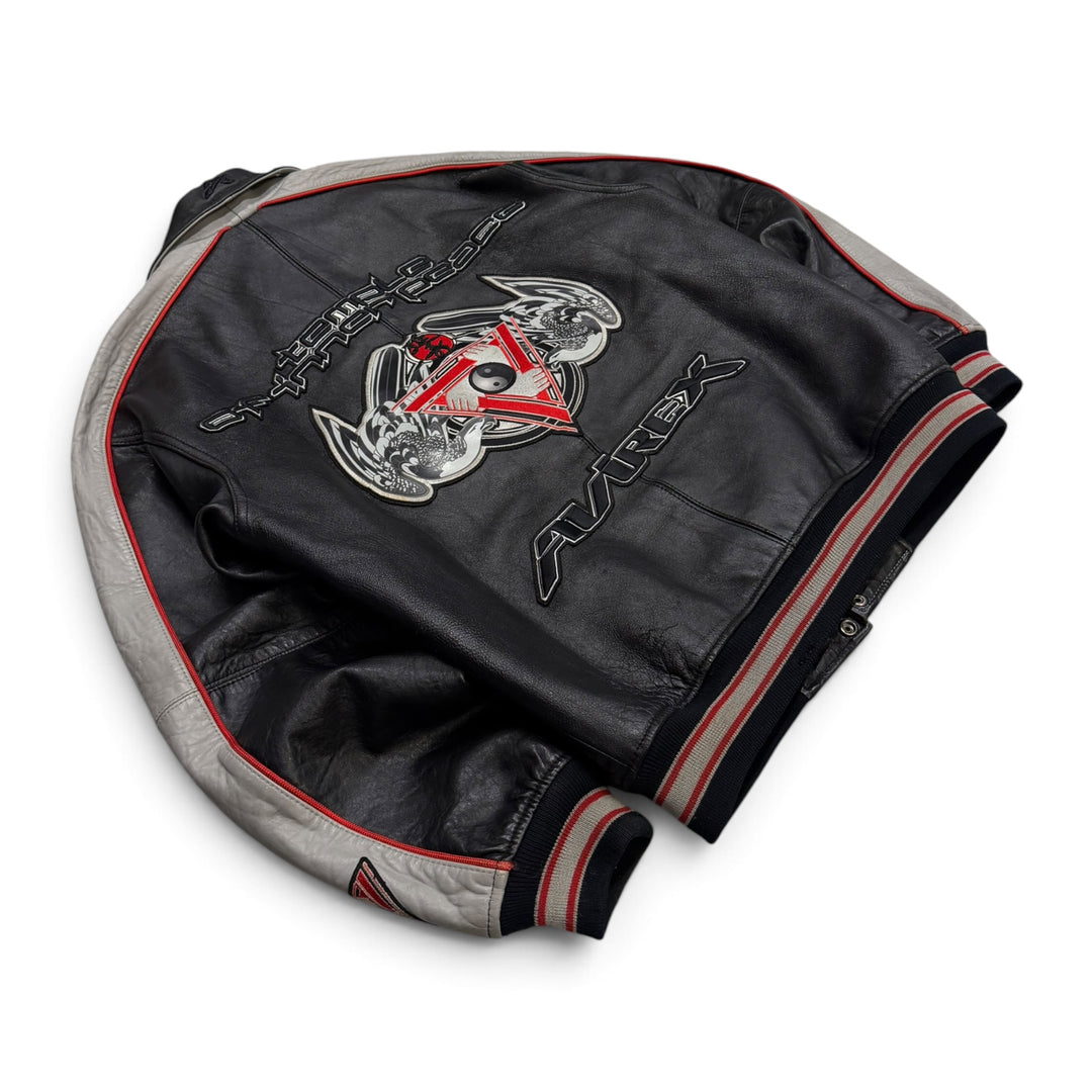 Vintage Avirex Temple Of inner Peace Leather Jacket Black (L)