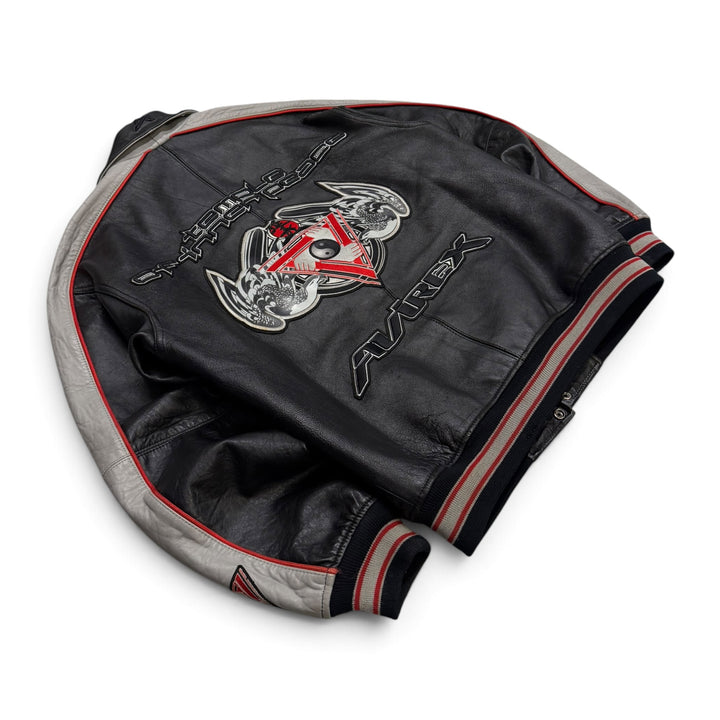 Vintage Avirex Temple Of inner Peace Leather Jacket Black (L)